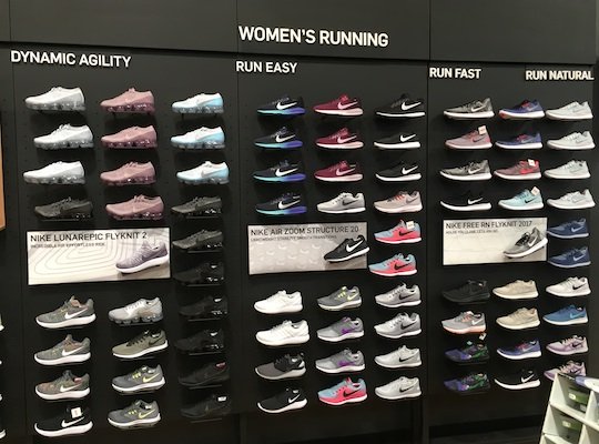 Nike shoes on display